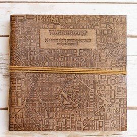 Soothi Wanderlust Handmade Antique Leather Journal for Travel or Diary, Unlined, Tan, 7''x7''