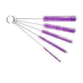 Professional Tube Cleaning Brush Set, Purple, Large 5 Pc. Kit, Long Deep Cleaning Brushes with Flexible Handles for Bottles, Straws, Pipes, Glass, Guns, and Detailing, Heavy Duty 9.8” Length