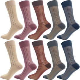 Nanxson 5/10 Pairs Men's Ultra Thin Socks Sheer Casual Sock Dress Socks, 10 Pairs X New Random Color-28, 6-12