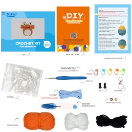 Tuyusa Crochet Kit for Beginners, Beginner Crochet Starter Kit with Step-by-Step Video Tutorials, DIY Knitting Supplies, Crochet Animal Kit, Crab