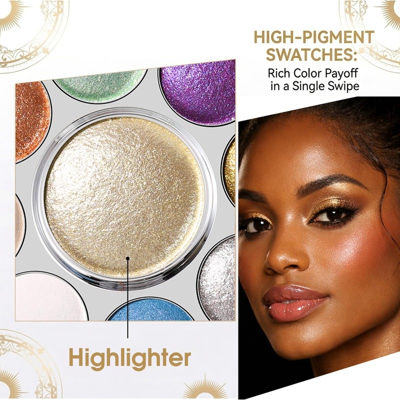 UCANBE 03 Enchanted Gemstone Baked Eye Shadow & Highlight Palette,