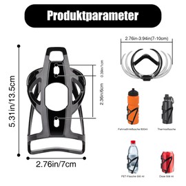 Bicycle Plastic Bottle Holder, Universal Water Drink Bottle Holder with Screws, Lightweight, Durable PC Drink Holder for Bicycle, Road Bike, Mountain Bikes (Black)