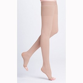 500 Natural Rubber 30-40 mmHg Open Toe Unisex Thigh High Sock with Waist Attachment Size: L4, Leg: Right