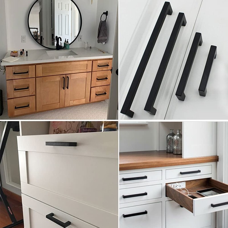 Redunest Cabinet Pulls Matte Black Cabinet Handles Square Drawer Pulls,