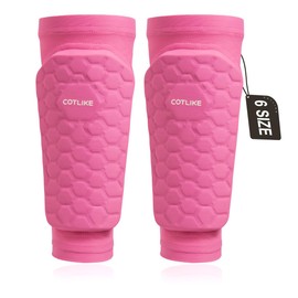Soccer Shin Guards Shin Pads for Kids Youth Adult, Calf Compression Sleeve with Honeycomb Pads（Pink,XXS