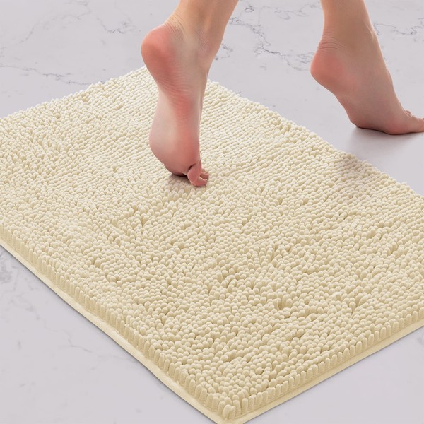 LuxUrux Bath Mat-Extra-Soft Plush Bath Shower Bathroom Rug, 1'' Chenille