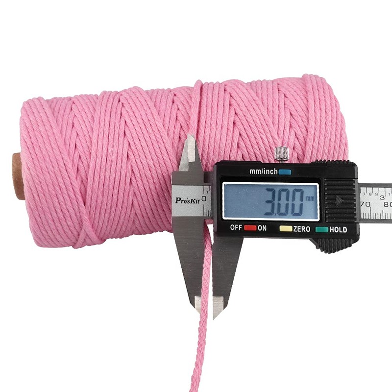 jijAcraft 3MM Macrame Cord for Crafts,100M Pink Cotton Macrame Craft
