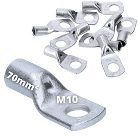Cembre A14-M10 Tubular Cable Lug 70 mm² M10 Uninsulated Tin-Plated Copper Pack of 10