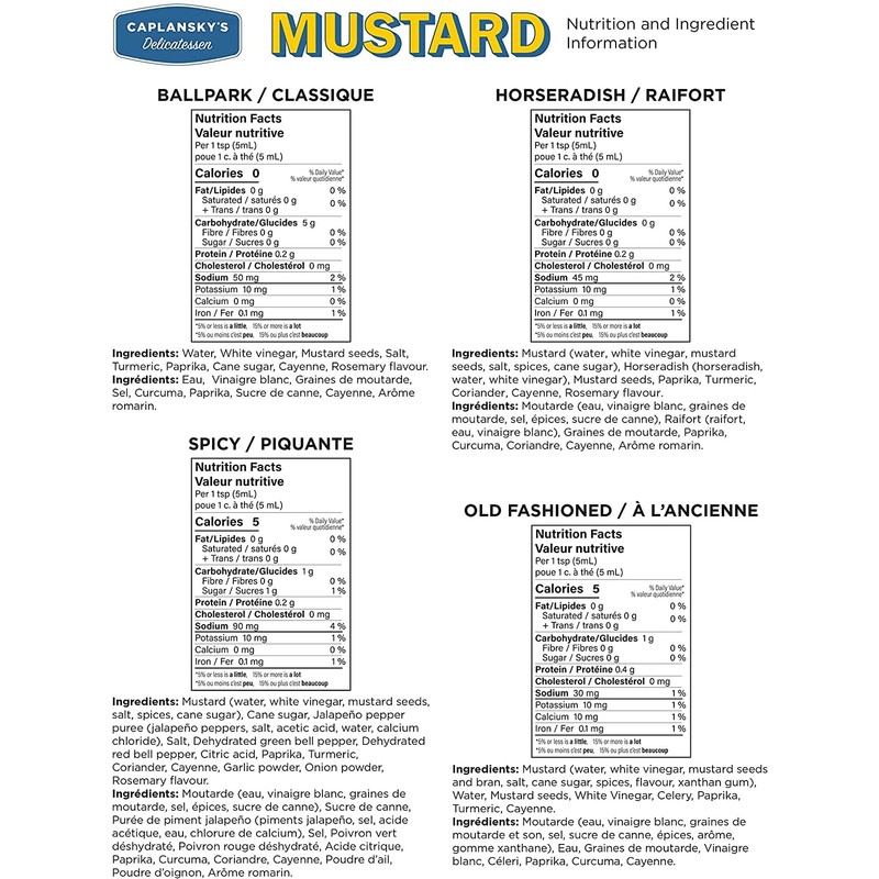Caplansky’s Deli Mustard - Spicy - Kosher, Vegan, Non GMO,
