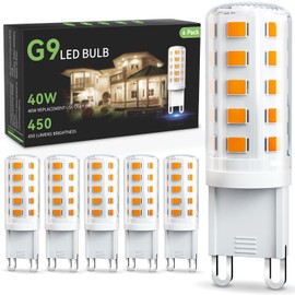 TJOY G9 LED Bulb 4W, 2700K Soft Warm White 6 Pack, Equivalent 40 Watt T4 G9 Halogen Replacement, G 9 Bi-pin Base Light Bulbs for Chandelier, 120V 450 LM 360 Beam Angle for Home Lighting, Non-dimmable