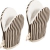1 Pair Coffee Cotton Heat Resistant Striped Mini Oven Mitts