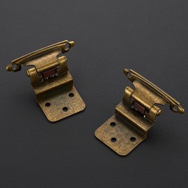 Ravinte 60 Packs 30 Pair 3/8" Inset Antique Brass Cabinet Self Closing Hinges for Kitchen/Bathroom/Furniture Cabinets & Doors,Decorative Cupboard Hardware with Door Bumper