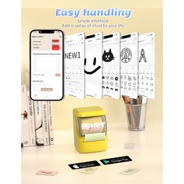 HPRT NEW1 Label Maker - Bluetooth Label Make Machine with 1 Roll Tape Portable Thermal Printer for iPhone&Andriod, Yellow