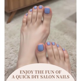 Toe Gel Nail Stickers - 34PCS Salon Quality Wraps no UV Light Needed - Long Lasting Toe Nail Polish Strips for Women (Sky Blue)