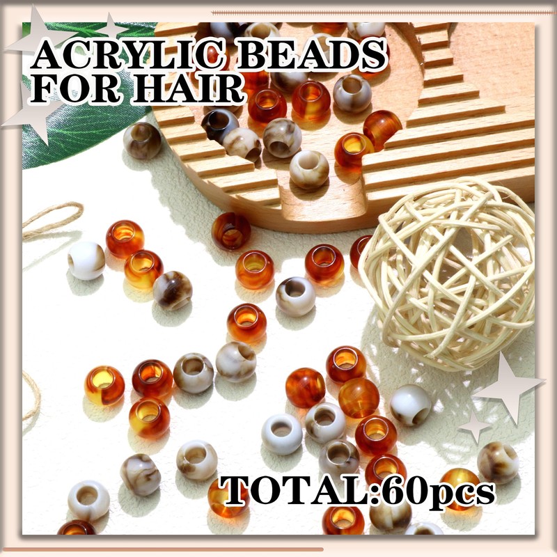 NAISKA 60Pcs White Hair Beads for Braid Loc Dreadlock Accessories