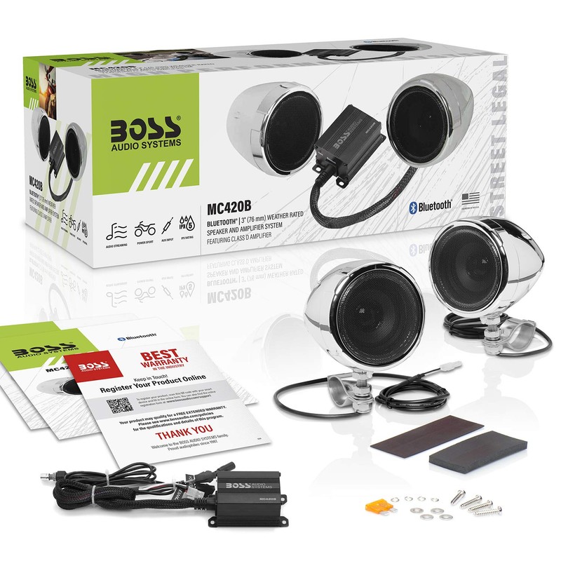 BOSS Audio Systems MC420B 3 Inch Motorcycle Speakers and Amplifier