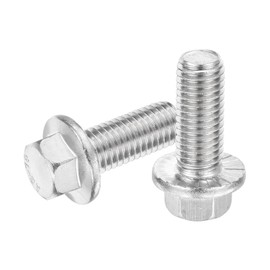 sourcing map 6Pcs M12 x 30mm Hex Serrated Flange Bolts Screws, 304 Stainless Steel Flanged Hex Head Bolts Flange Hexagon Screws for Households, Machine Tools, and DIY project, Silver