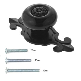 12Pcs Vintage Ceramic Cabinet Knobs Handles Pulls for Drawer Closet Dresser Cupboard Wardrobe Furniture Door Kitchen (Black)