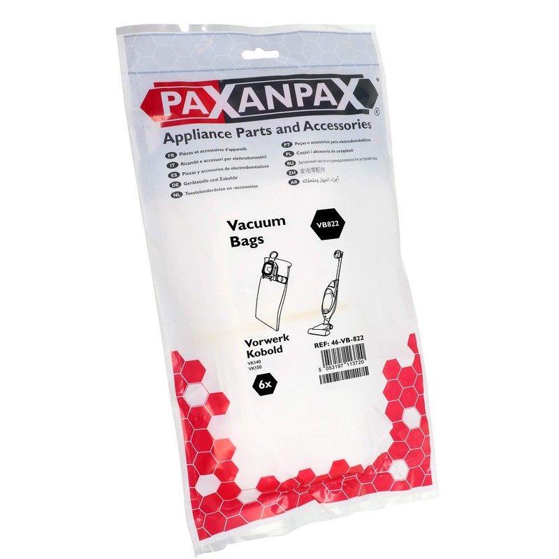 Paxanpax VB822 Compatible SMS Bags Vorwerk Kobold VK140, VK150 Pack