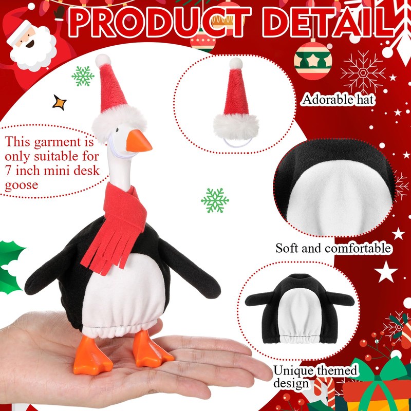 4 Sets 7 Inch Desk Goose Outfit for Christmas Winter,Warm