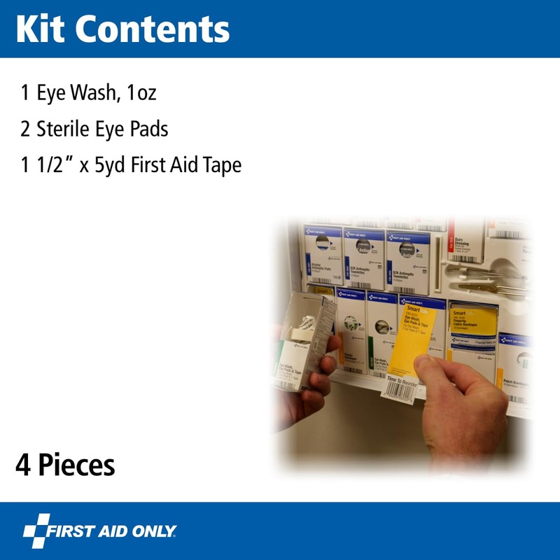First Aid Only 4-Piece Eye Wash Kit with Oval Eye