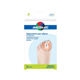 MASTER AID Footcare Alluce Valgo - Separatore Alluce - Separatore Dita Piede in Gel - Formato Small - 1 Confezione da 2 Pezzi - 26x13x24mm