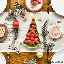 Artoid Mode - Camino de mesa navideño con árboles de Navidad, acebo y piñas, Feliz Navidad, decoración de mesa de comedor para temporada de invierno, para decoración del hogar y fiestas, 13 x 72