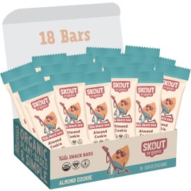 Skout Organic Almond Cookie Kids Snack Bars (18 Pack) | Organic Kids Snack Bars | School Snacks & Lunch Snacks | No Refined Sugar | Vegan & Paleo | Gluten, Dairy, and Grain Free