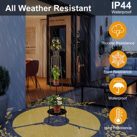 47.2'' Outdoor Metal Solar Floor Lamps with 2 Plant Stand Hummingbird Solar Lights Waterproof Solar Powered Street Lights Garden Decorative Lantern for Yard Pathway Deck Patio Porch Driveway Decor