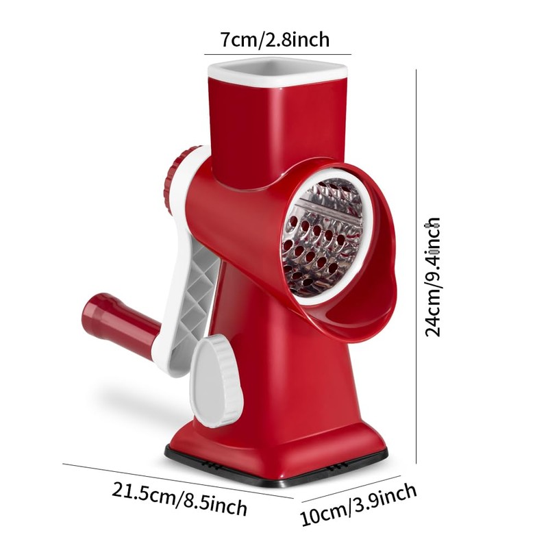 EDEFISY Cheese Grater Hand Crank Rotary Vegetables Shredder with Handle,