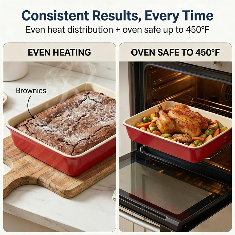 Proigtz 9x13 Inch Baking Pan 2 Pack, Heavy Duty Nonstick