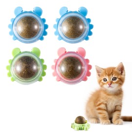Catnip Balls Rollerball For Cats Wall Mount Magic Mint Stick Up Station Cat Nip Balls Cat Nips Organic Ball Cat Crack Catnip Ball Spinning Sugar Lick Rollerball Toy Chew Teeth Cleaning Anxiety Relief