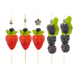 Restaurantware 4 Inch Decorative Cocktail Skewers 1000 Metal Bead Appetizer Picks - Disposable Sustainable Silver Bamboo Wooden Cocktail Picks For Garnishes Or Foods