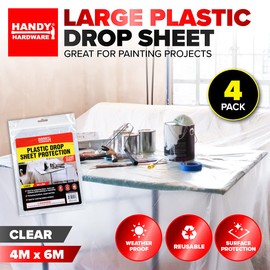 Handy Hardware Plastic Drop Protection Sheet, Large, Clear