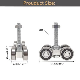 BIAXJUNY 4 Wheel Trolley Assembly Roller Trolley Silent M10 Bolt for use with 1-5/8" Wide and All 1-5/8" or Taller Strut Channel 4Pcs