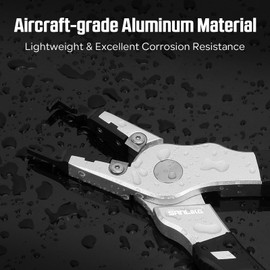 SANLIKE Aluminum Fishing Pliers Saltwater Fishing Tool Kits Fishing Gear with 50PCS Fishing Split Rings, Tungsten Carbide Cutters, Fishing Hook Remover Braided Fishing Line Cutting, Silver