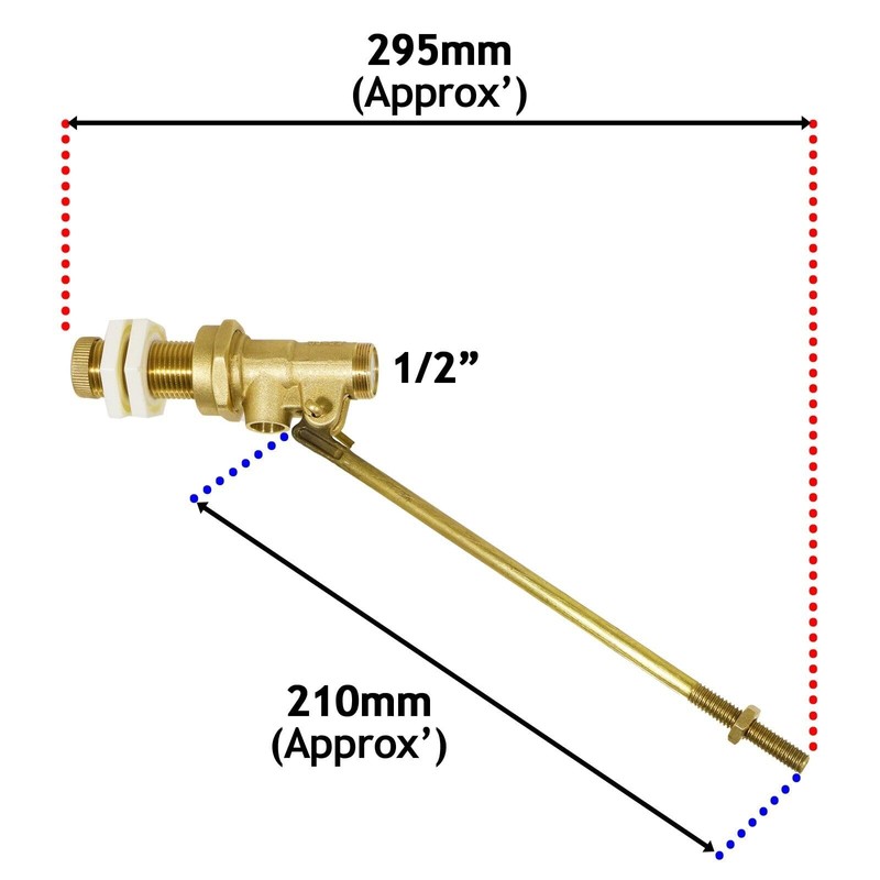 SPARES2GO 1/2" Part 1 Valve High Pressure Side Entry Toilet