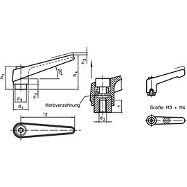 Halder 24390.0111 Adjustable Clamping Lever, Orange, D1 14 mm/D2 – M5