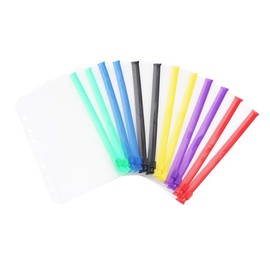 12pcs A6 Colorful Zipper Pouch Loose Leaf 6 Hole PVC Zip Folder for 6-Ring Binder Journal Budget Filing Pockets Waterproof Envelope (A6 (105mmx177mm) - 6 Holes, 12pcs Mixed Color Zipper (2pcs/Color))
