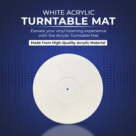 White Acrylic Turntable Mat - 12" Vinyl Record Platter Slipmat - Vinyl Vintage Record Player Mat to reduce noise - Acrylic White Slipmat for Turntables