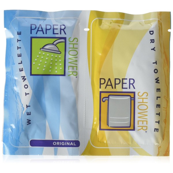 Paper Shower - Original - Body Wipe Company - Dual Wet and Dry towelette - On The go Shower Body Wipe for All Ages - Body Cleaning towelettes - 12 Dual Packs