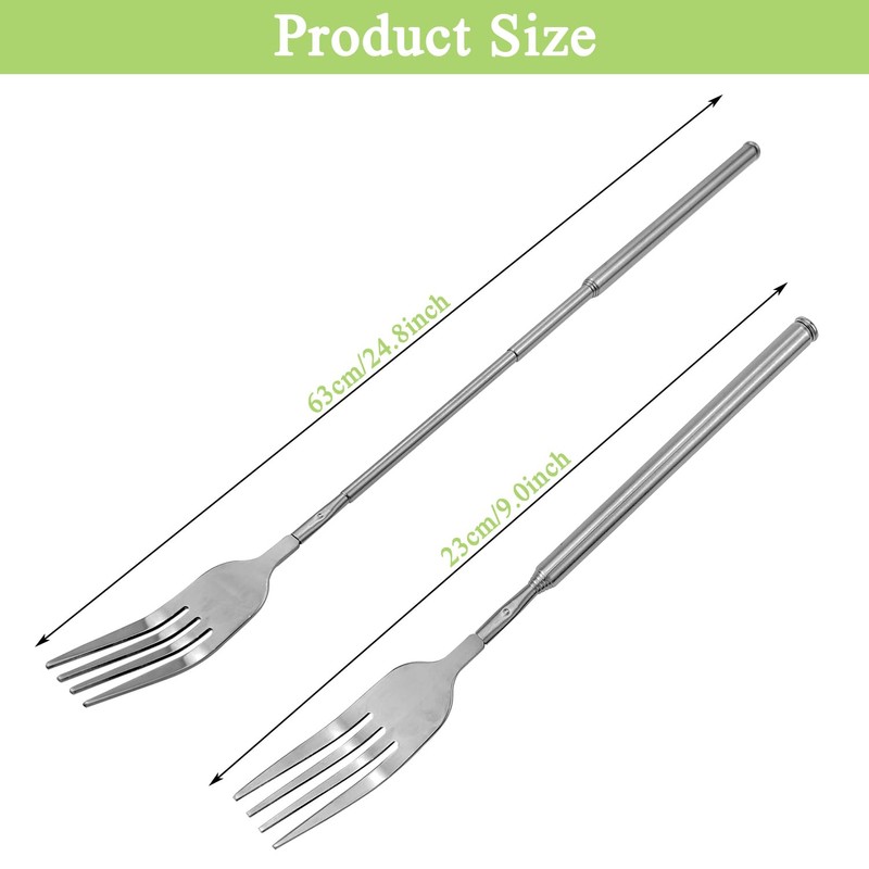 2 PCS Extendable Fork,8.66-25.59 Inch Extra Long Handle Telescopic Expandable
