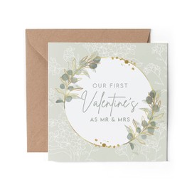 1 x Greeting Card - Mr & Mrs First Valentine's Day Floral Love Anniversary Partner Wife Husband Girlfriend Boyfriend Friend #79577