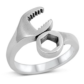 Wrench Ring Artistic Mechanic Tool New .925 Sterling Silver Band Size 6