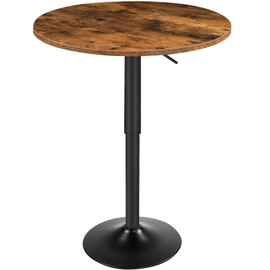 HOOBRO Bar Table, Height-Adjustable Round Pub Table 27-35.4 Inches with Sturdy Base, Modern Style, Easy to Assemble, Suitable for Small Space, Rustic and Black BF58BT01G1