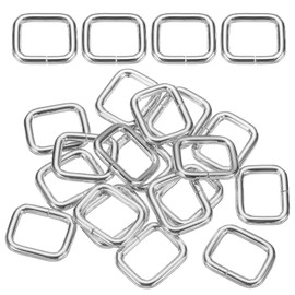 sourcing map 18Pcs Metal Rectangle Ring Buckles, 4/5" x 1" Square Strap, Silver