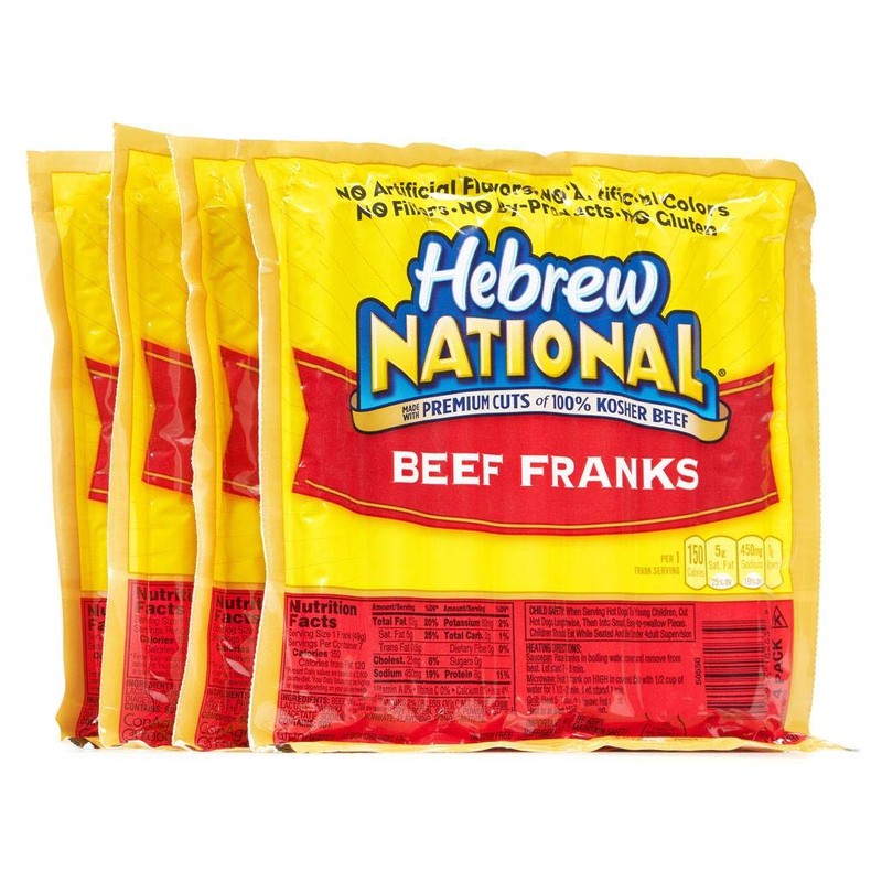Hebrew National Beef Franks, 12 Oz (4 Pack) 28 Total