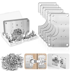 6 Pcs Cabinet Hinge Repair Replacement Kit, Stainless Steel Cabinets Hinge Repair Plate Brackets with Screws, Hinges Repair Board, Kitchen Cupboard Door Hinge Repair Fixing Plates