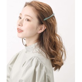 VINGTAINE H7560 Barrette, Long, Thin, Marble Pattern, Tortoise Shell, Hair Clip, Marble Hair Accessory, green