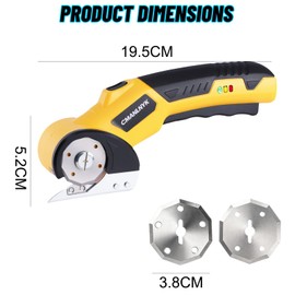 Cordless Electric Scissors - Portable Electric Box Cutter, High-Precision Cardboard Cutter with Type-C Charging & LED Light, for Cardboard, Fabric, Carpet, Leather, Sponge (Yellow)